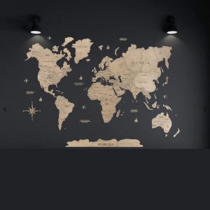 Houten wereldkaart - Globe model